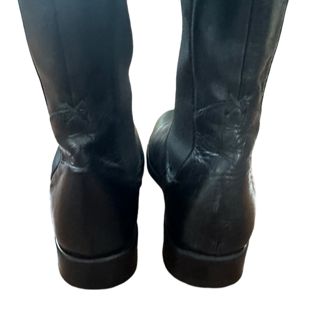 Frye Side Stretch Black Leather Knee High Riding Boots Size 6 - Picture 11 of 14